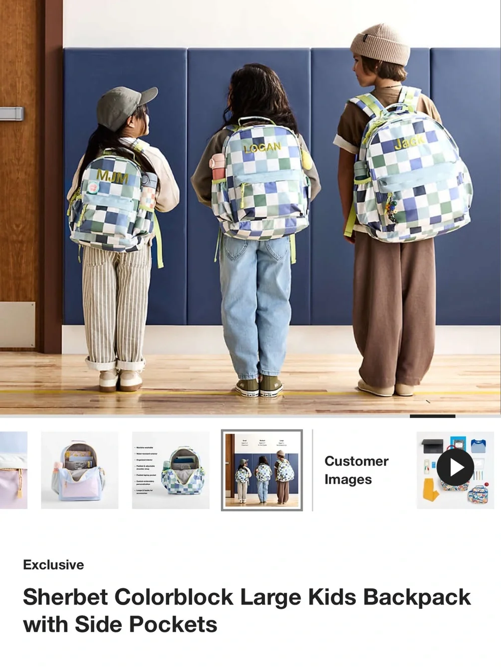 Sherbet Colorblock Large Kids Backpack with Side Pockets - Pastel Blue & Pink